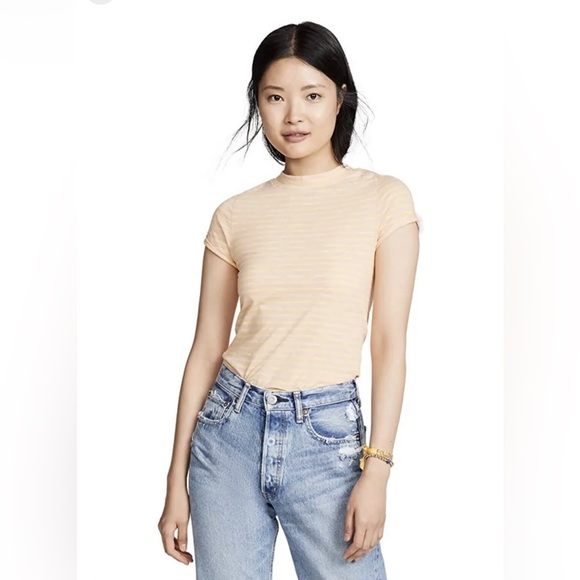 NWT. Free People Night Sky Tee Size L - Summer Rose and Yellow Stripe - Picture 2 of 7